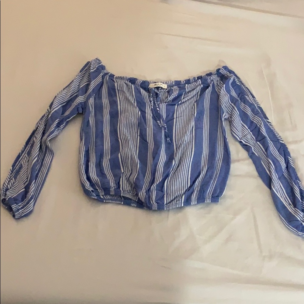 Cropped off the shoulder striped blouse